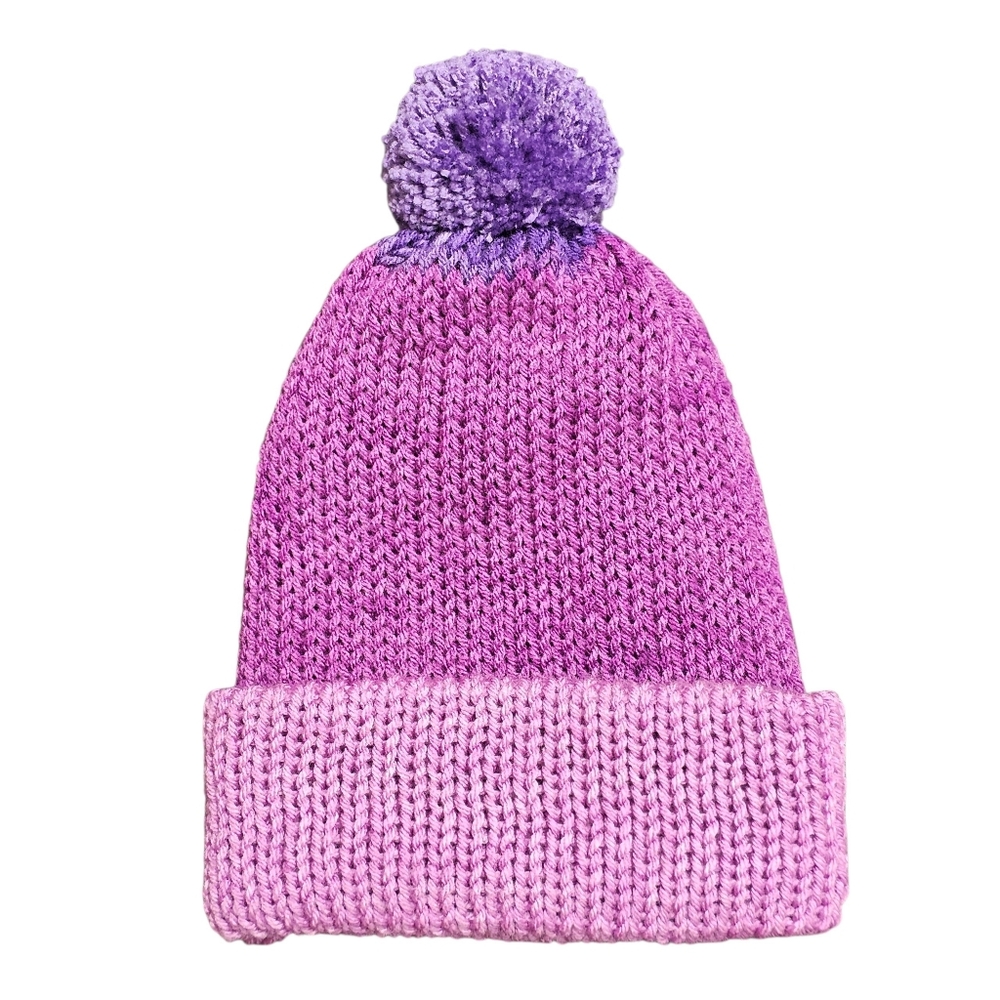 Cozy Handmade Knit Beanie Winter Hat Women's Purple